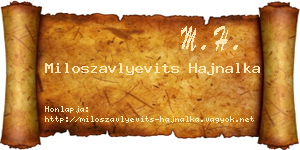 Miloszavlyevits Hajnalka névjegykártya